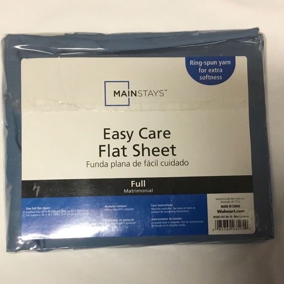 NEW-Full Flat Sheet Cornflower Blue - Picture 2 of 3